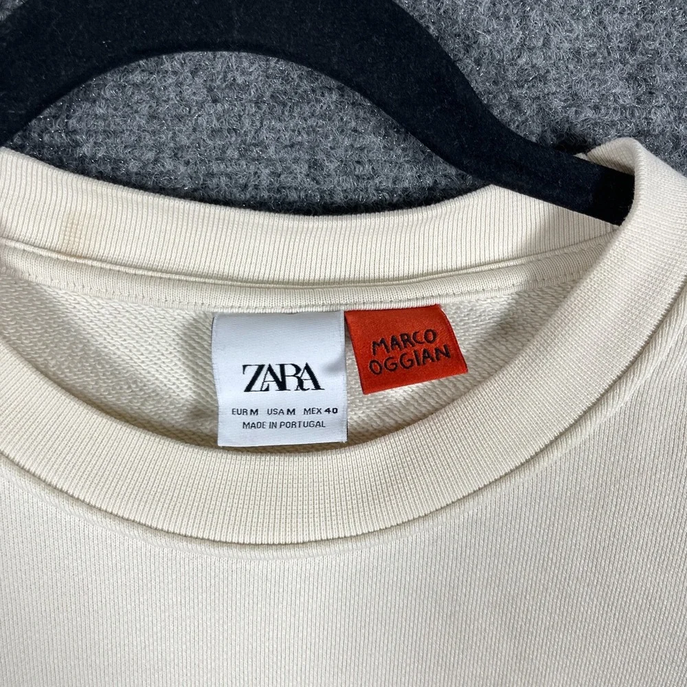 Zara x Marco Oggian Crewneck Sweatshirt Cotton Beige Mens Size Medium #3350